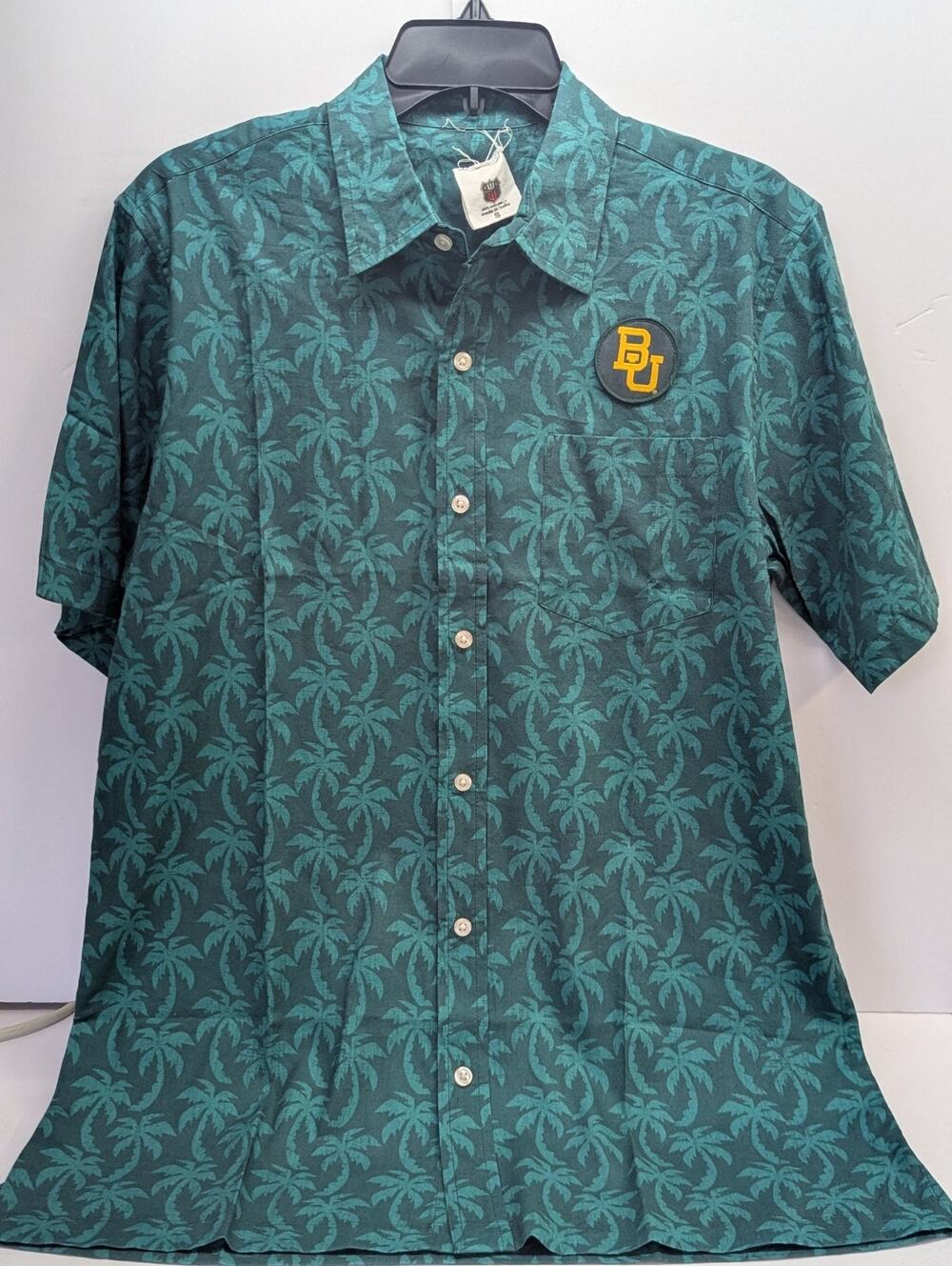 Baylor University Wes & Willy Baylor Bears Men’s Small Palm Hawaiian Button...